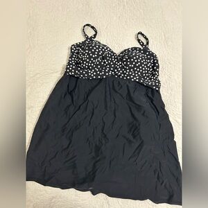 Croft & Barrow Black and White Polka swim dress